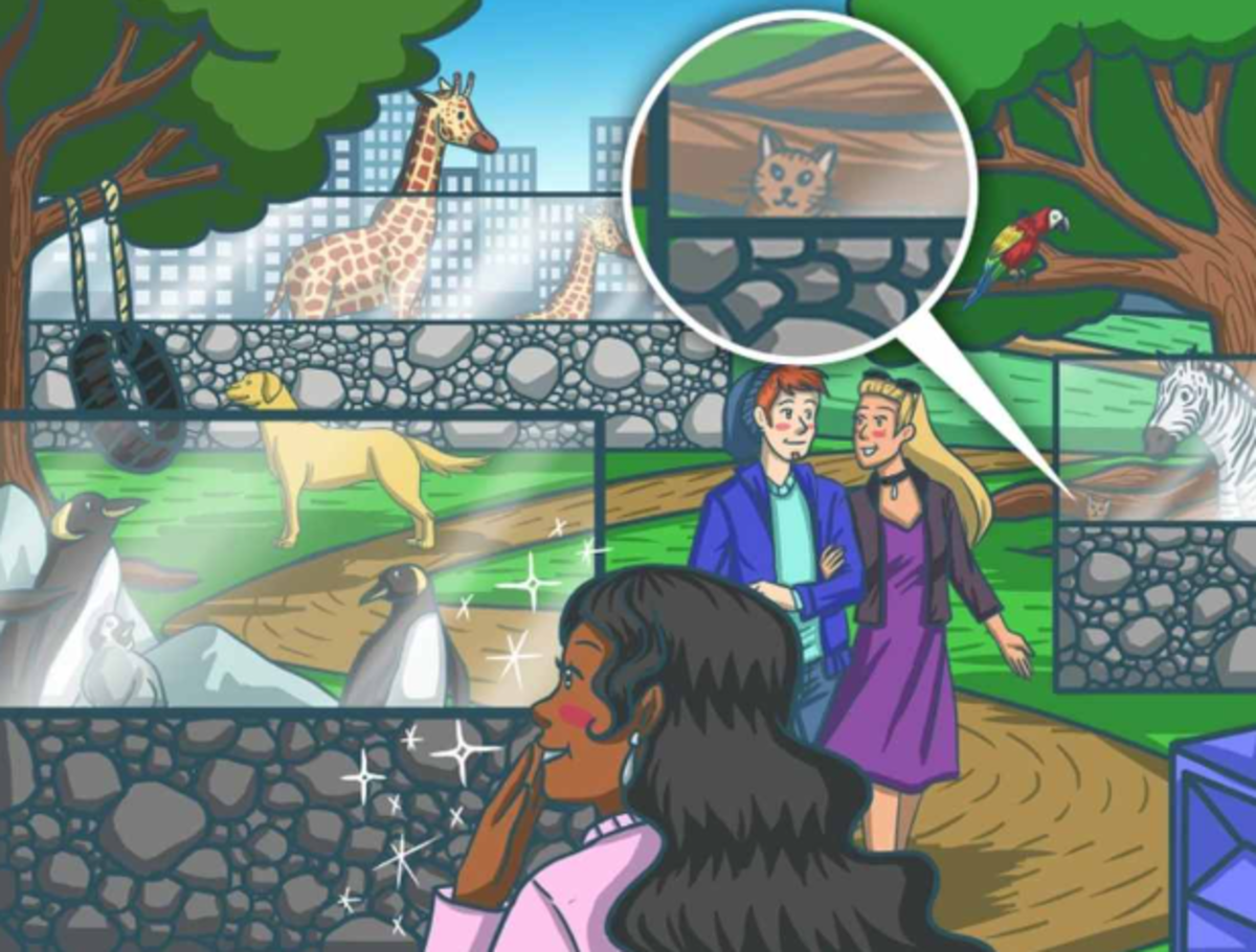 Mačku na puzzle je ťažké rýchlo nájsť / Bright Side drawing