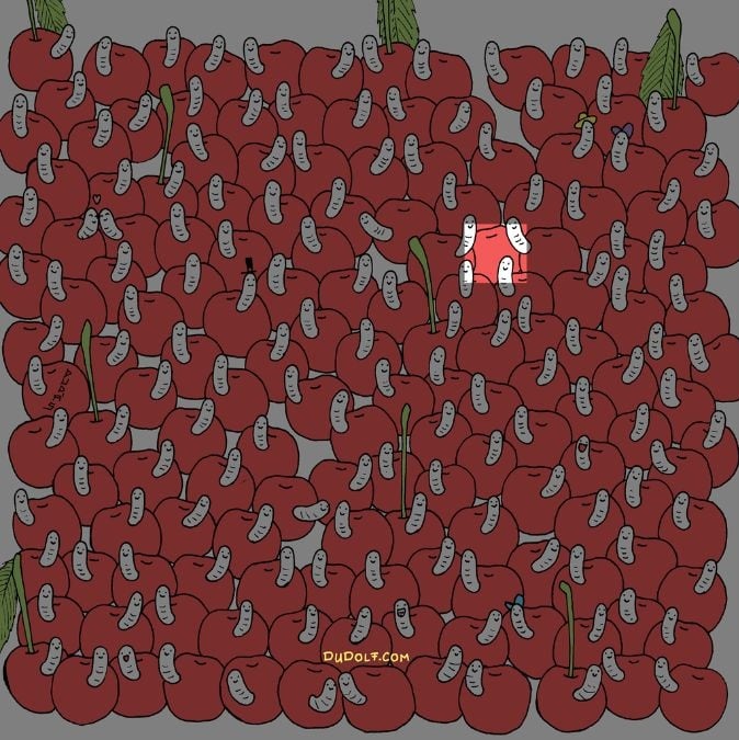 Hádanka pre orlie oči: nájdite čerešňu bez červíka do 30 sekúnd