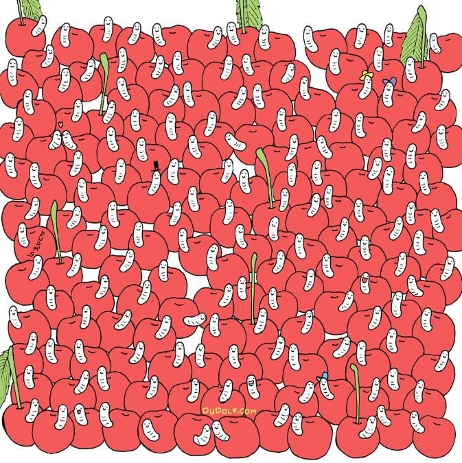 Hádanka pre orlie oči: nájdite čerešňu bez červíka za 30 sekúnd